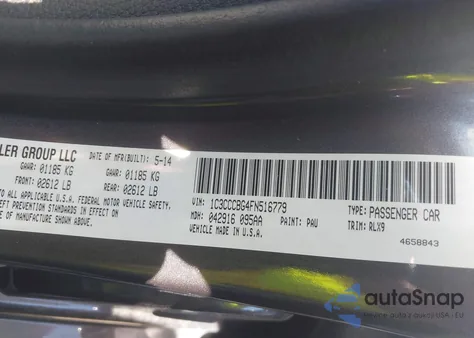 2015 Chrysler 200 S из США, поврежденный, VIN 1C3CCCBG4FN516779